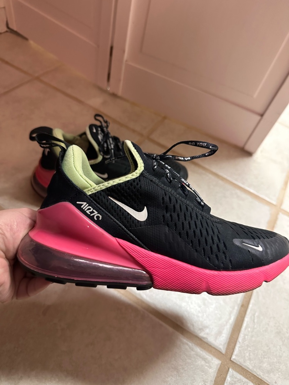 Nike Black & Hot Pink Air Max 270 with Lime Accent